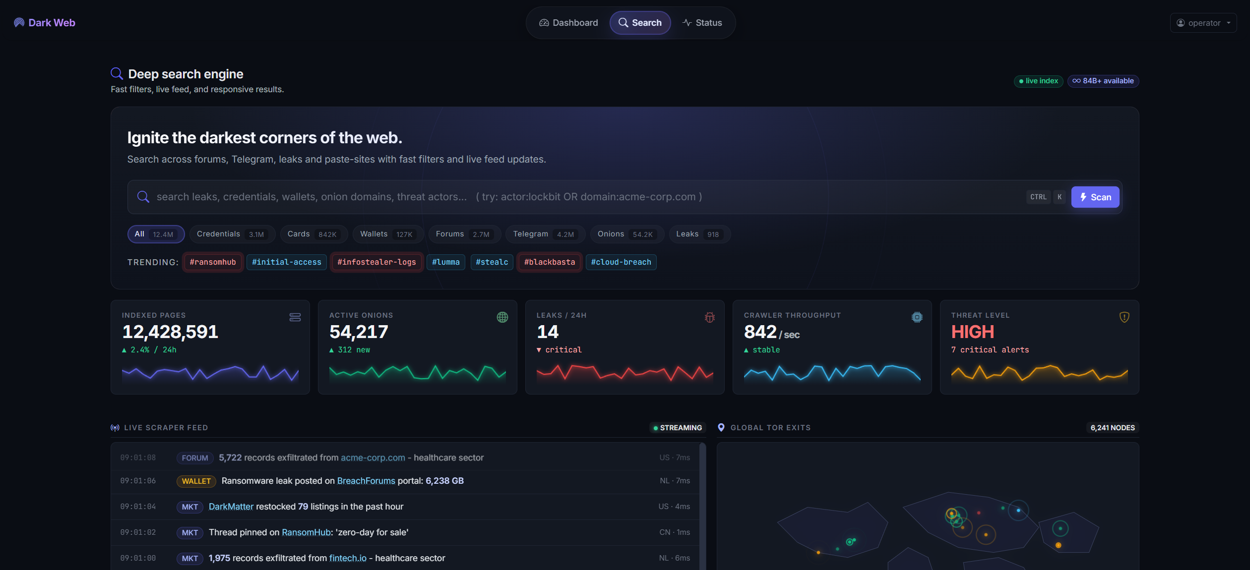 Search UI screenshot